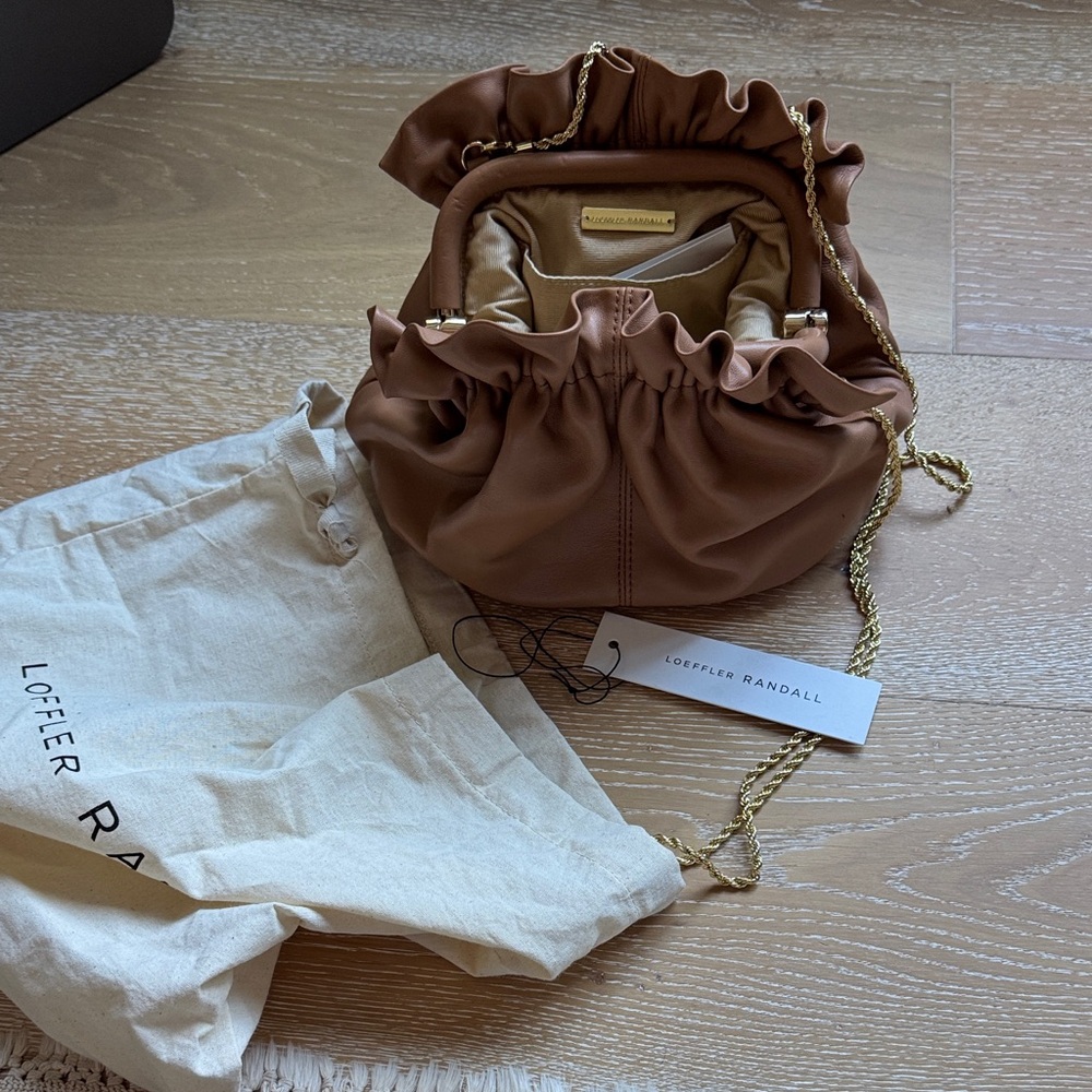 Loeffler Randall Tan Ruffled Clutch